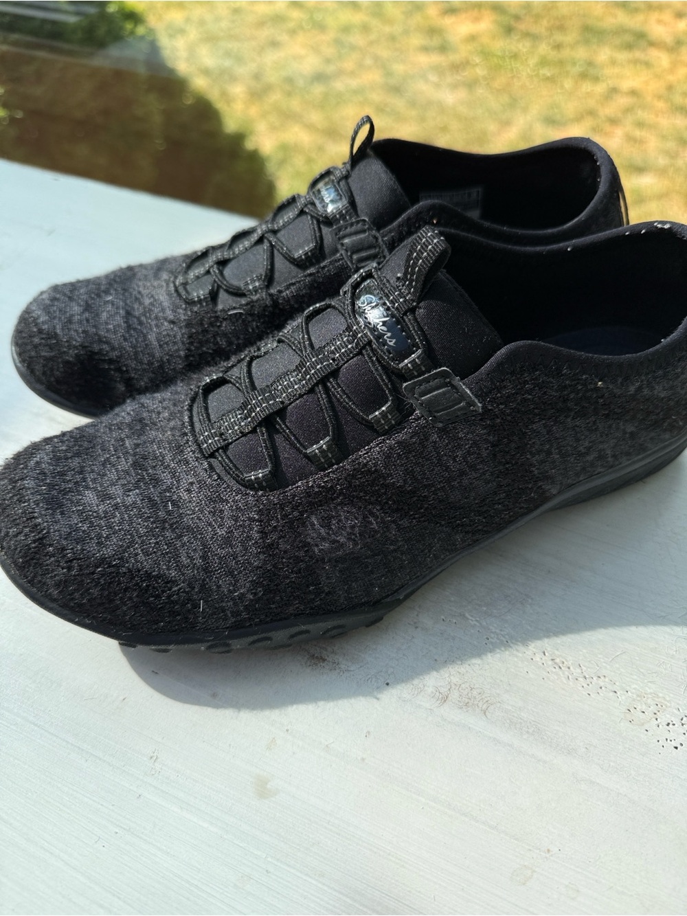 Skechers Women’s Charcoal Knit Slip-On Athletic Sneakers